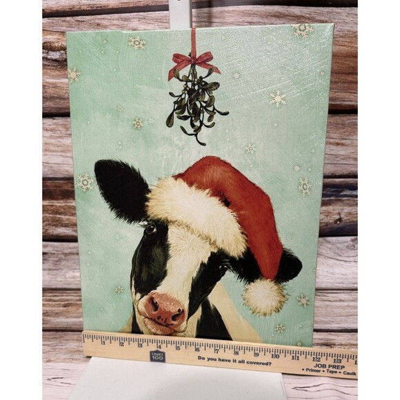 Kirkland Animal Christmas Cow Canvas 16” X 11.5” - Picture 5 of 6